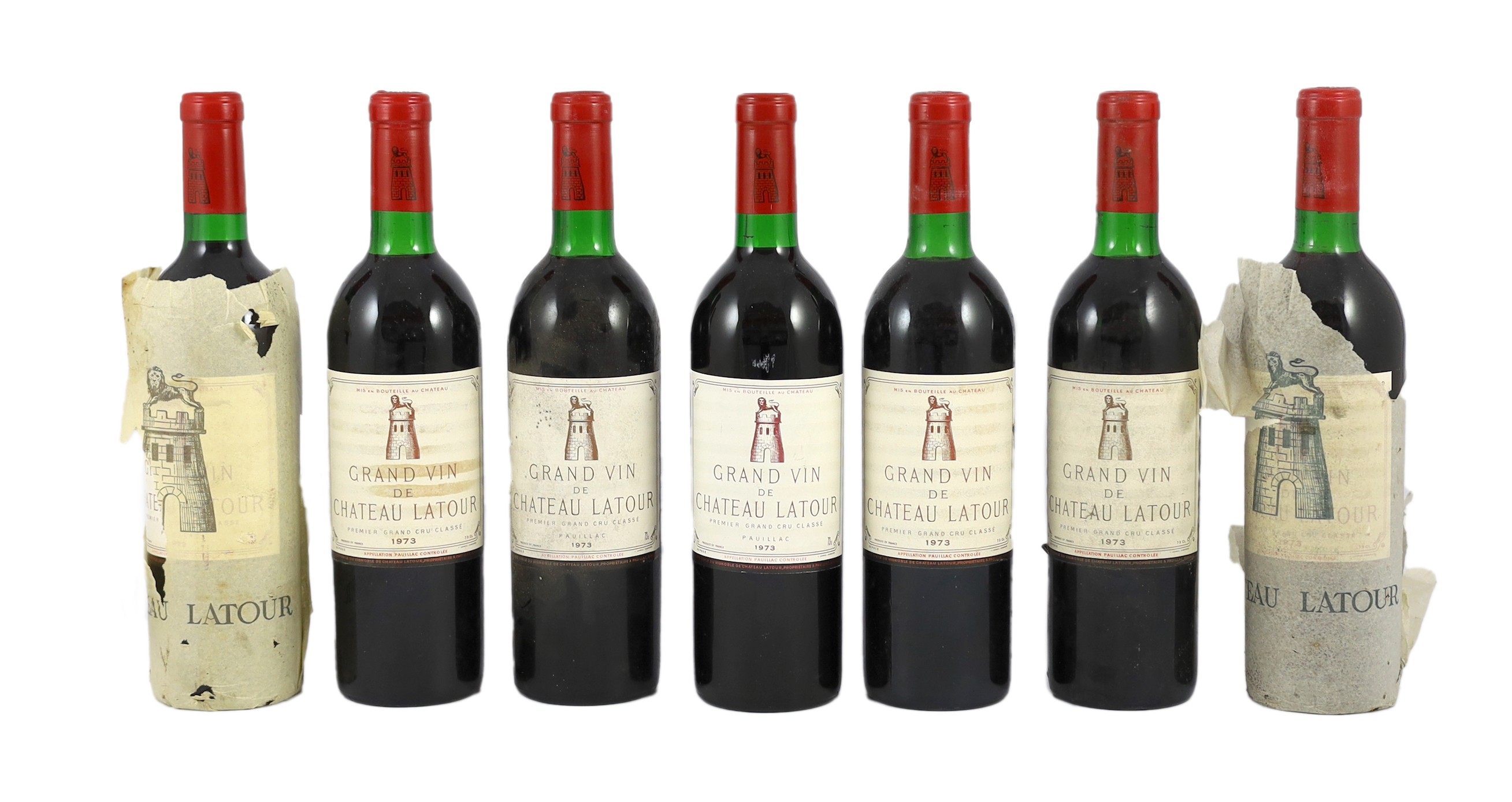 Wine - Seven bottles of Chateau Latour, 1973.